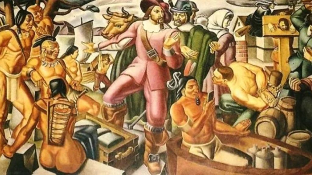 'Proof' time travel is real as 1937 painting shows 'Native American with iPhone' 4 0 Bonkers conspiracy theorists reckon one detail in 1937 painting proves time travel