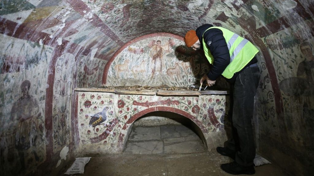 0 Shepherd Jesus fresco in Bursa Turkiye undergoing conservation cleaning