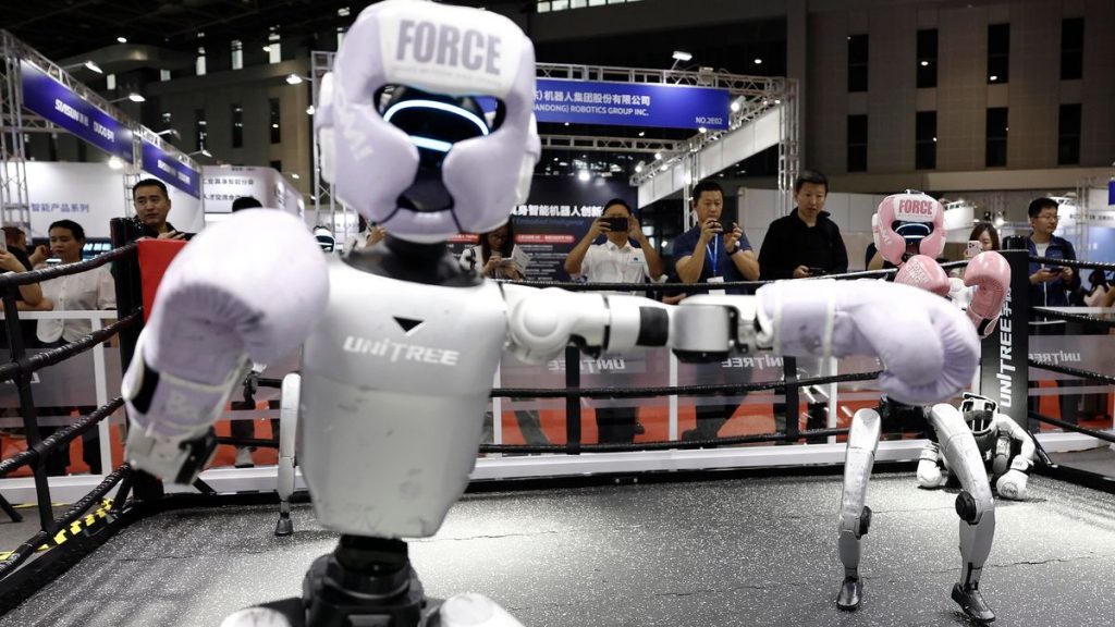 2 Visitors Watch Unitree Robots Perform At Embodied AI Expo In Shanghai