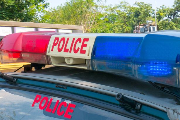 0 A police car on the street in Chennai India